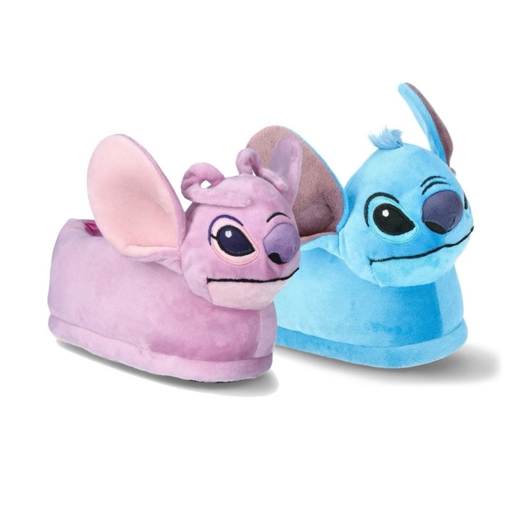 Disney Stitch and Angel Kids Slippers - Blue and Pink